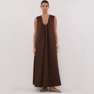 DISSH Gabby Bitter Choc Oversized Cotton Midi Dress